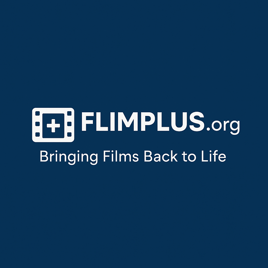 Logo of FLIMPLUS.org with a filmstrip icon and the tagline "Bringing Films Back to Life" on a dark blue background
